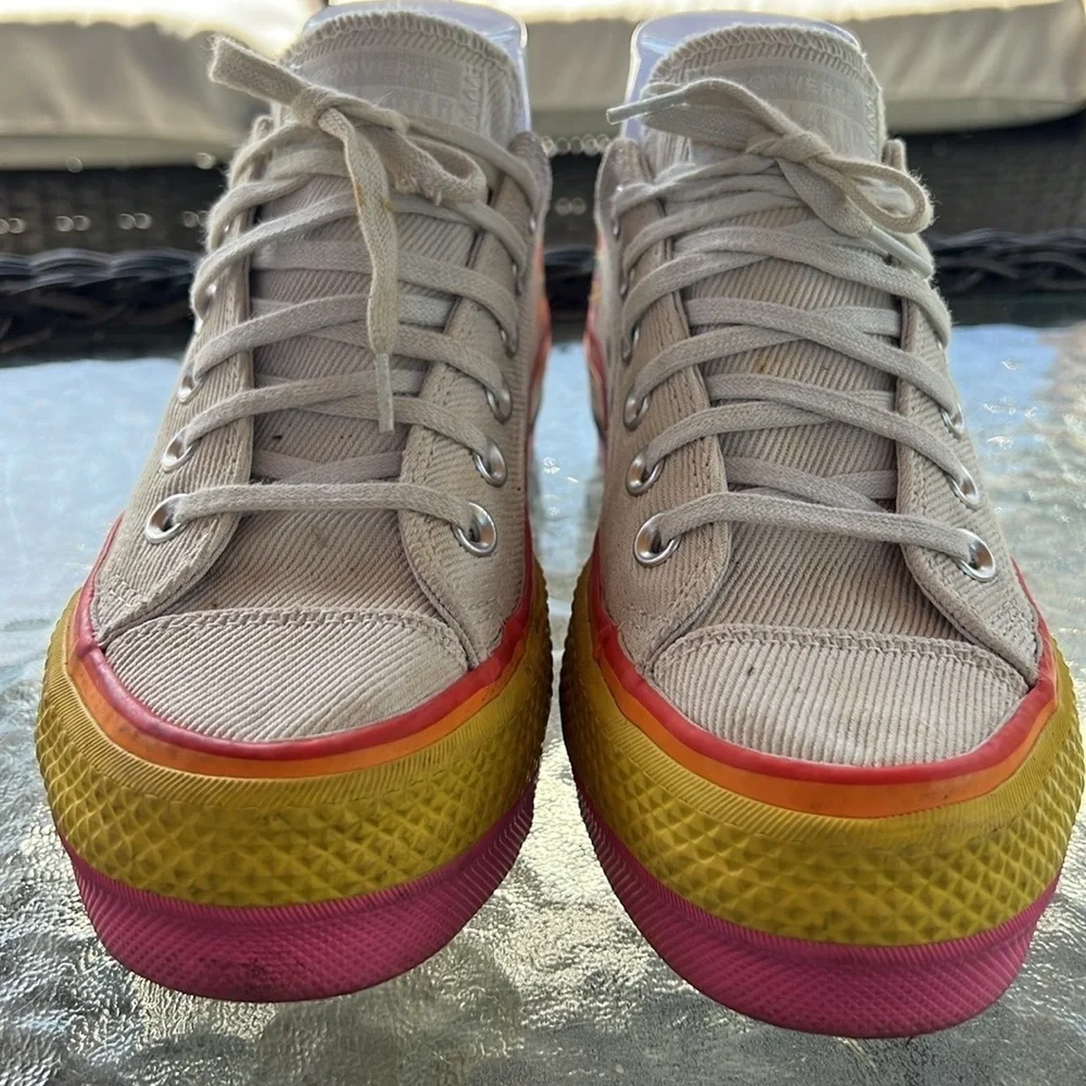 Converse Chuck Taylor All Star Low Top Rainbow Platform Sneaker Summer 5.5